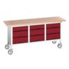 Verso Mobile Storage Bench 1750 x 600 x 830mm - Light Grey/Red thumbnail-0