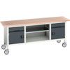 Verso Mobile Storage Bench 2000 x 600 x 830mm - Light/Anthracite Grey thumbnail-0