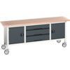 Verso Mobile Storage Bench 2000 x 600 x 830mm - Light/Anthracite Grey thumbnail-0