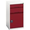 Verso Combination Cupboard 525x550x900mm 2x Drawers - Light Grey/Red thumbnail-0