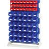 Verso, Louvred Panel/Storage Bins, Steel/Plastic, Light Grey/Blue/Red, 1000x550x1450mm thumbnail-0