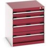 Cubio Drawer Cabinet, 4 Drawers, Light Grey/Red, 700 x 650 x 650mm thumbnail-0