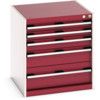 Cubio Drawer Cabinet, 5 Drawers, Light Grey/Red, 700 x 650 x 650mm thumbnail-0