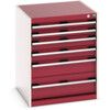 Cubio Drawer Cabinet, 6 Drawers, Light Grey/Red, 800 x 650 x 650mm thumbnail-0