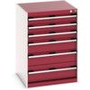 Cubio Drawer Cabinet, 6 Drawers, Light Grey/Red, 900 x 650 x 650mm thumbnail-0