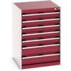 Cubio Drawer Cabinet, 7 Drawers, Light Grey/Red, 900 x 650 x 650mm thumbnail-0