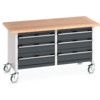 Cubio, Mobile Workbench, Anthracite Grey, 840mm x 1500mm x 750mm thumbnail-0