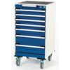 Cubio Mobile Storage Cabinet, 7 Drawers, Blue/Grey, 985 x 525 x 525mm thumbnail-0