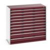 CUBIO DRAWER CABINET 1300X650X1200H 10 DRAWER RAL7035/3004 thumbnail-0