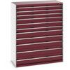 CUBIO DRAWER CABINET 1300X650X1600H 11 DRAWER RAL7035/3004 thumbnail-0