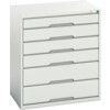 VERSO CABINET WITH 6 DRAWERS 800X550X900H RAL7035 thumbnail-0