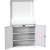 VERSO LECTERN WITH BACK PANEL & 2SHELVES, 2 DRAWER RAL7035 thumbnail-0