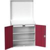 VERSO LECTERN WITH BACK PANEL & 2SHELVES, 2 DRAWER RAL7035/3004 thumbnail-0