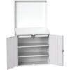 VERSO LECTERN WITH PERFO PANEL &2 SHELVES, 2 DRAWER RAL7035 thumbnail-0