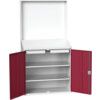 VERSO LECTERN WITH PERFO PANEL &2 SHELVES, 2 DRAWER RAL7035/3004 thumbnail-0