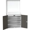 VERSO LECTERN WITH PERFO PANEL &2 SHELVES, 2 DRAWER RAL7035/7016 thumbnail-0