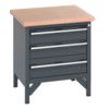 41002010.77V WORKBENCH (MPX) 3 DRAWERS  DARK GREY thumbnail-0