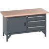 41002025.77V WORKBENCH (MPX) CUPBOARD 3 DRAWER  DARK GREY thumbnail-0