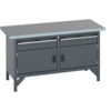 41002030.77V WORKBENCH (LINO) 2 DRAWERS 2 DOORS  DARK GREY thumbnail-0