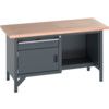 41002037.77V WORKBENCH (MPX) 1 DRAWER 1 CUPBOARDS 1 SHELF DK GREY thumbnail-0