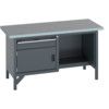 41002039.77V WORKBENCH (LINO) 1 DRAWER 1 CUPBOARD 1 SHELF DK GREY thumbnail-0