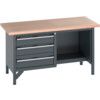 41002040.77V WORKBENCH (MPX) 3 DRAWERS AND A SHELF DARK GREY thumbnail-0