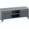 41002054.77V WORKBENCH (LINO) 2 DRAWERS 2 CUPBOARDS 1 SHLF DK GREY thumbnail-0