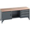 41002070.77V WORKBENCH (MPX) 3 DRAWERS 1 CUPBOARD 1 SHELF DK GREY thumbnail-0