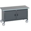 41002099.77V MOBILE WORKBENCH (LINO) 2 CUPBOARDS DARK GREY thumbnail-0