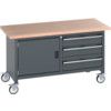 41002100.77V MOBILE WORKBENCH (MPX) CUPBOARD  3 DRAWERS DARK GREY thumbnail-0