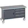 41002102.77V MOBILE WORKBENCH (LINO) CUPBOARD  3 DRAWERS DARK GREY thumbnail-0