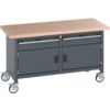 41002103.77V MOBILE WORKBENCH (MPX) 2 DRAWERS 2 DOORS DARK GREY thumbnail-0