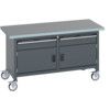 41002105.77V MOBILE WORKBENCH (LINO) 2 DRAWERS & 2 DOORS DARK GREY thumbnail-0