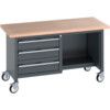 41002115.77V MOBILE WORKBENCH (MPX) 3 DRAWERS 1 SHELF DARK GREY thumbnail-0