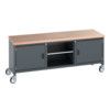 41002118.77V MOBILE WORKBENCH (MPX) 2 CUPBOARDS 1 SHELF DARK GREY thumbnail-0