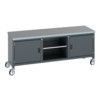 41002120.77V MOBILE WORKBENCH (LINO) 2 CUPBOARDS 1 SHELF DARK GREY thumbnail-0