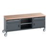 41002121.77V MOBILE WORKBENCH (MPX) 2 DRWS 2 DOORS 1 SHLF DK GREY thumbnail-0