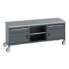 41002123.77V MOBILE WORKBENCH (LINO) 2 DRWS 2 DOORS 1 SHLF DK GREY thumbnail-0