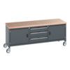 41002124.77V MOBILE WORKBENCH (MPX) 2 CUPBOARDS 3 DRAWERS DRK GREY thumbnail-0