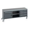 41002129.77V MOBILE WORKBENCH (LINO) 4 DRWS 1 DOOR 1 SHLF DRK GREY thumbnail-0