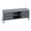 41002132.77V MOBILE WORKBENCH (LINO) 6 DRAWERS 1 SHELF DARK GREY thumbnail-0