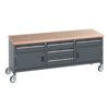 41002133.77V MOBILE WORKBENCH (MPX) 5 DRAWERS 2 CUPBOARDS DRK GREY thumbnail-0