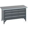 41002170.77V STORAGE BENCH (LINO)3 WIDTH DRAWERS DARK GREY thumbnail-0