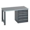 41004110.77V WORKBENCH (LINO) 5 DRAWER CABINET DARK GREY thumbnail-0