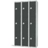 Compartment Locker, 9 Doors, Dark Grey, 1800 x 300 x 300mm, Nest of 3 thumbnail-0