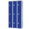 Compartment Locker, 9 Doors, Blue, 1800 x 300 x 450mm, Nest of 3 thumbnail-0