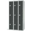 Compartment Locker, 9 Doors, Dark Grey, 1800 x 300 x 450mm, Nest of 3 thumbnail-0