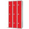 Compartment Locker, 9 Doors, Red, 1800 x 300 x 450mm, Nest of 3 thumbnail-0