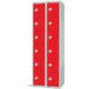 Compartment Locker, 12 Doors, Red, 1800 x 600 x 450mm, Nest of 2 thumbnail-0