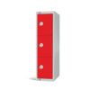 Low Height Locker, 3 Doors, Red, 1370 x 300 x 450mm thumbnail-0